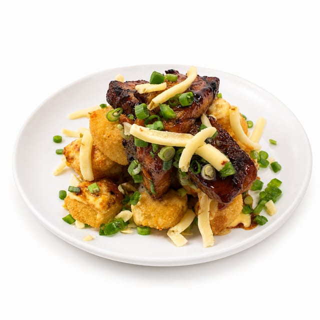 Fried Mac with smoked pork belly.